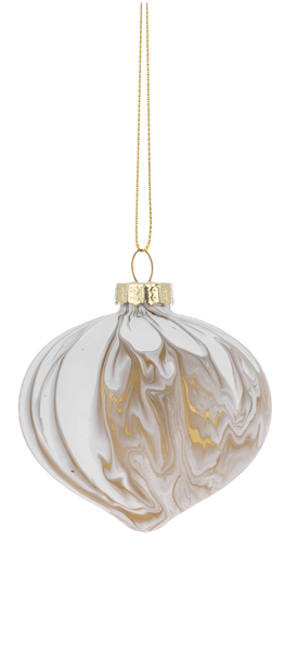 Gold and White Marbleized Holiday Ornaments-Assorted, each sold separately