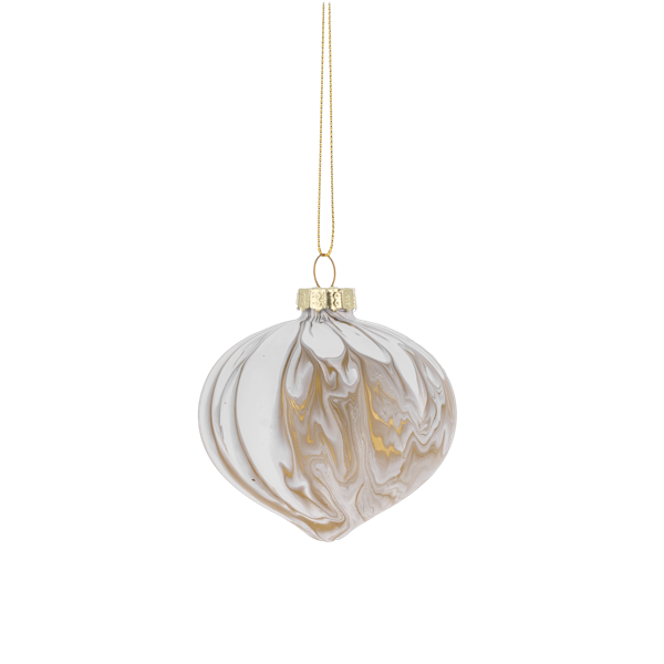 Gold and White Marbleized Holiday Ornaments-Assorted, each sold separately