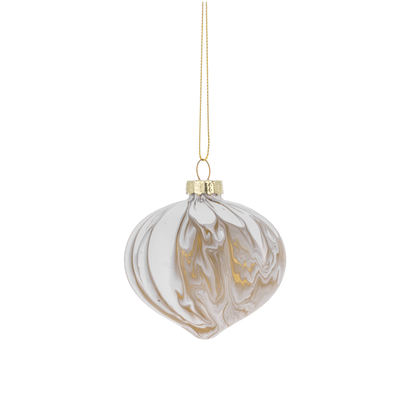 Gold and White Marbleized Holiday Ornaments-Assorted, each sold separately