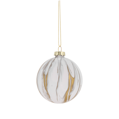 Gold and White Marbleized Holiday Ornaments-Assorted, each sold separately