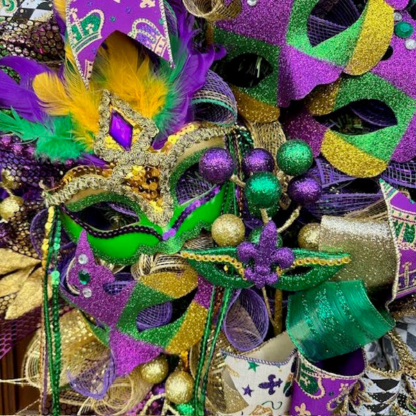 Mardi Gras Wreath-Handmade