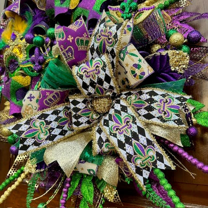 Mardi Gras Wreath-Handmade