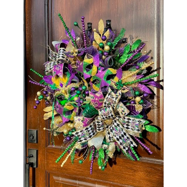 Mardi Gras Wreath-Handmade