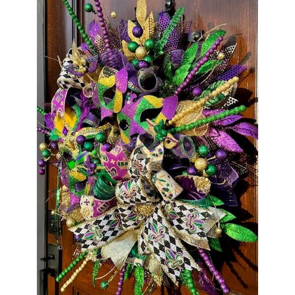 Mardi Gras Wreath-Handmade