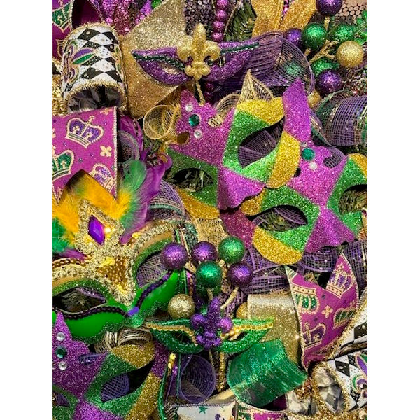 Mardi Gras Wreath-Handmade