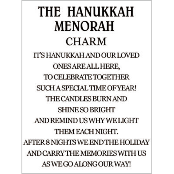 The Hanukkah Menorah Charm, with Insert Card