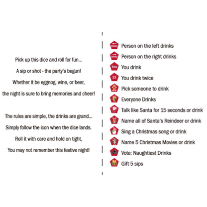 Merry Drinkmas Dice Charm, with Game Insert Card