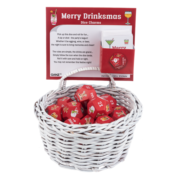 Merry Drinkmas Dice Charm, with Game Insert Card