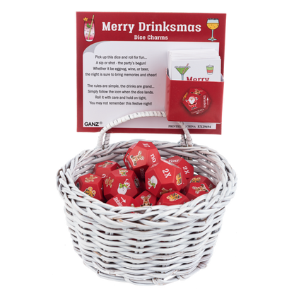 Merry Drinkmas Dice Charm, with Game Insert Card