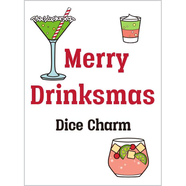 Merry Drinkmas Dice Charm, with Game Insert Card