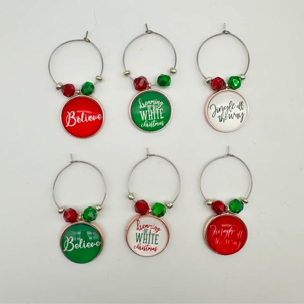 Merry Little Wine Charms-Set of 6