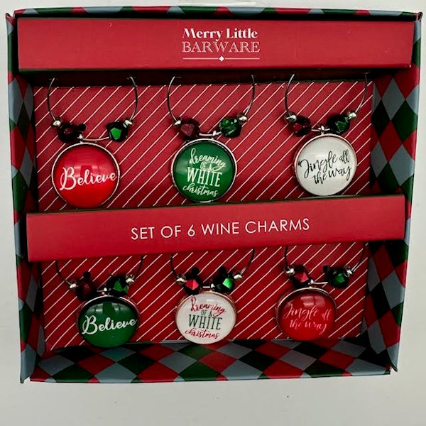 Merry Little Wine Charms-Set of 6
