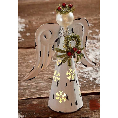 Farmhouse Distressed Metal Light-Up Angel