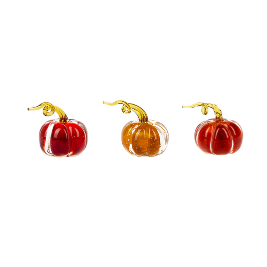 Mini Glass Pumpkin Figurine-Assorted, each sold seperately