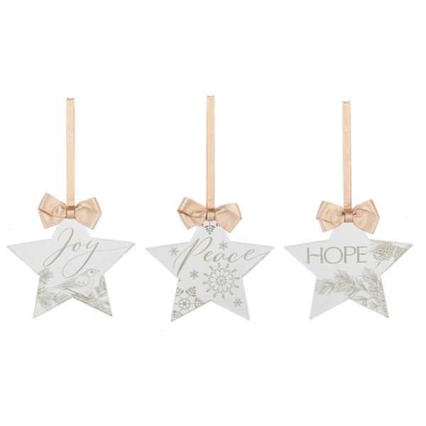 Mirror Star Ornament-Assorted Joy, Peace, Hope, each sold separately