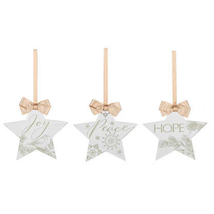 Mirror Star Ornament-Assorted Joy, Peace, Hope, each sold separately