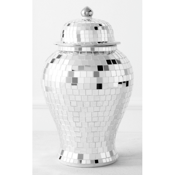 Mirrored Mosaic Tile Ginger Jar with Lid