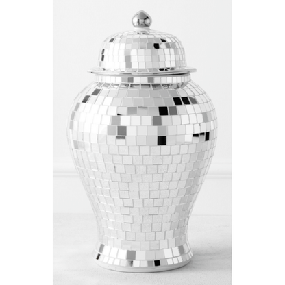 Mirrored Mosaic Tile Ginger Jar with Lid