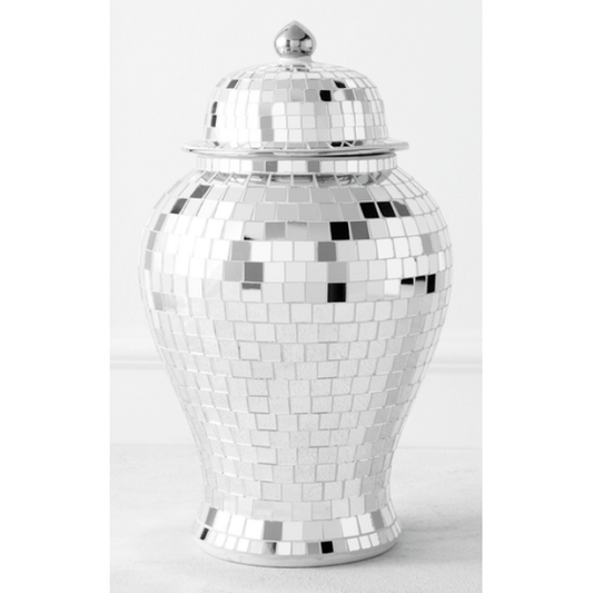 Mirrored Mosaic Tile Ginger Jar with Lid