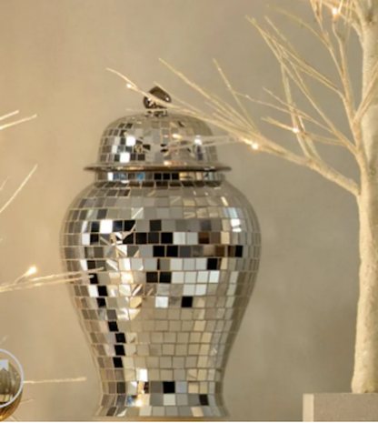 Mirrored Mosaic Tile Ginger Jar with Lid