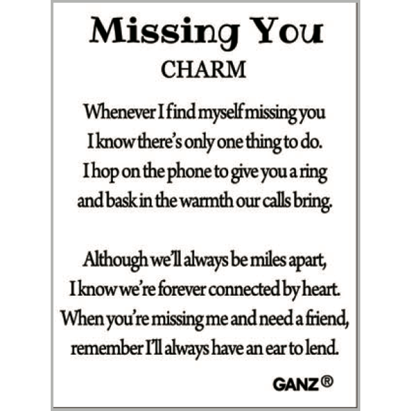 Missing You-Telephone Charm with Insert Card