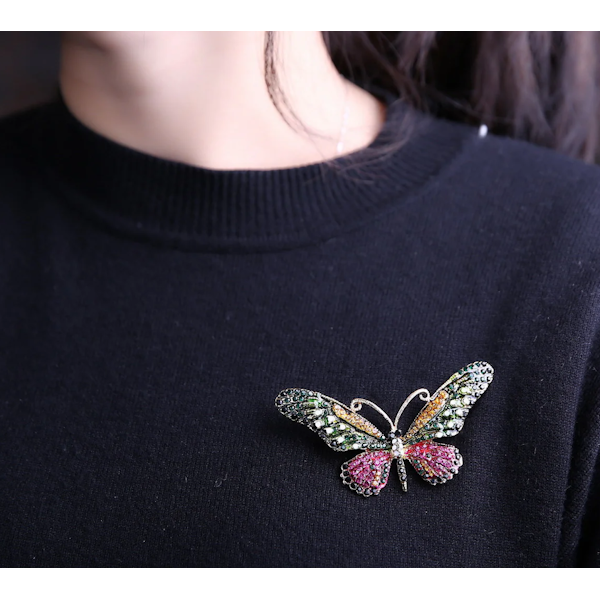 Monarch Butterfly Rhinestone Brooch
