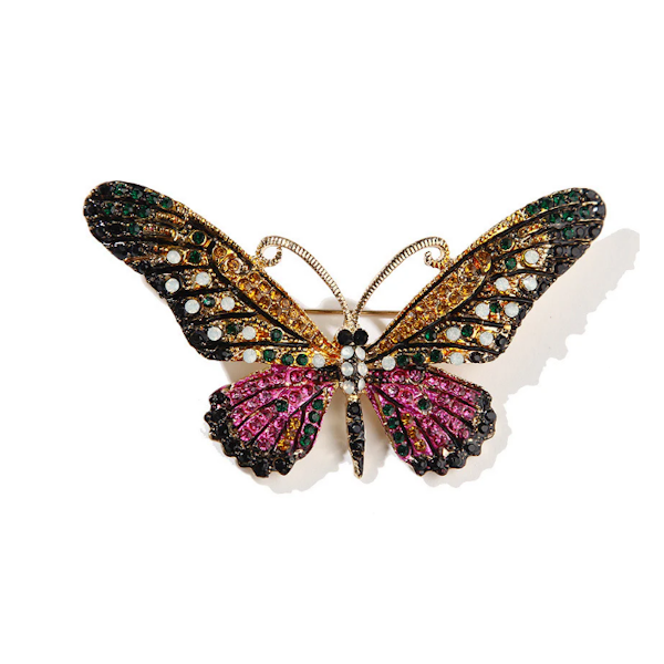 Monarch Butterfly Rhinestone Brooch