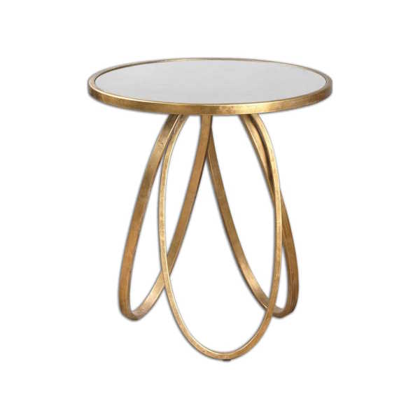 Montrez 24" Wide Glazed Gold Leaf Mirror Accent Table