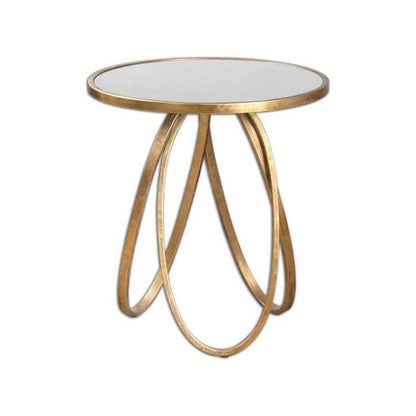 Montrez 24" Wide Glazed Gold Leaf Mirror Accent Table