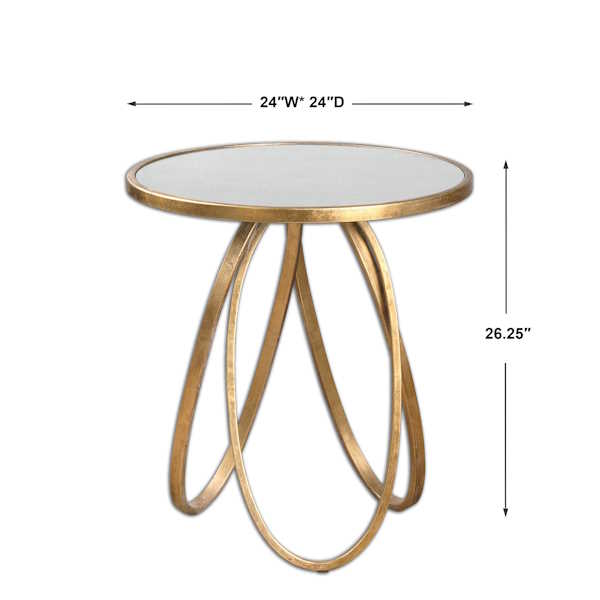 Montrez 24" Wide Glazed Gold Leaf Mirror Accent Table