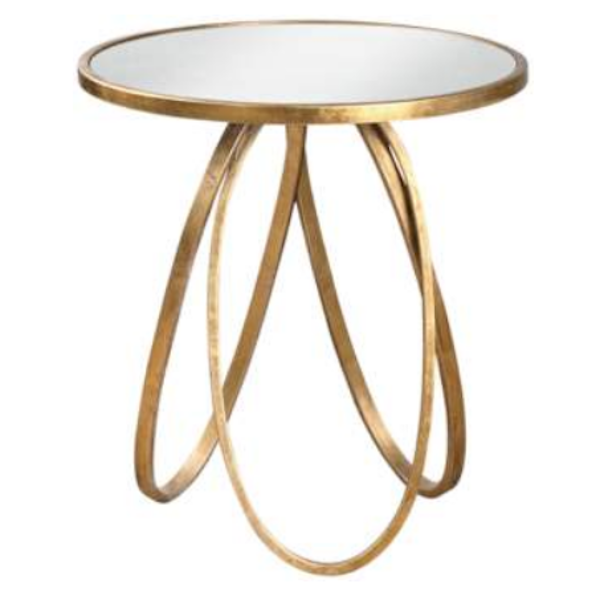Montrez 24" Wide Glazed Gold Leaf Mirror Accent Table