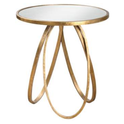 Montrez 24" Wide Glazed Gold Leaf Mirror Accent Table