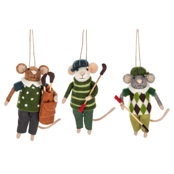 Mouse Golf Ornaments-Assorted Styles, each sold separately