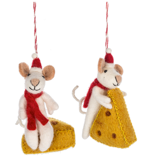 Mouse with Cheese Ornament-Assorted, sold seperately