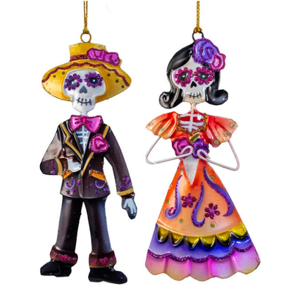 Mr. & Mrs. Day Of The Dead Ornaments, 2 Assorted, each sold separately