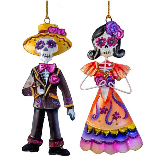Mr. & Mrs. Day Of The Dead Ornaments, 2 Assorted, each sold separately