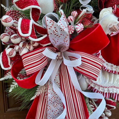 Mrs. Claus Peppermint Wreath-Custom Design, Handmade