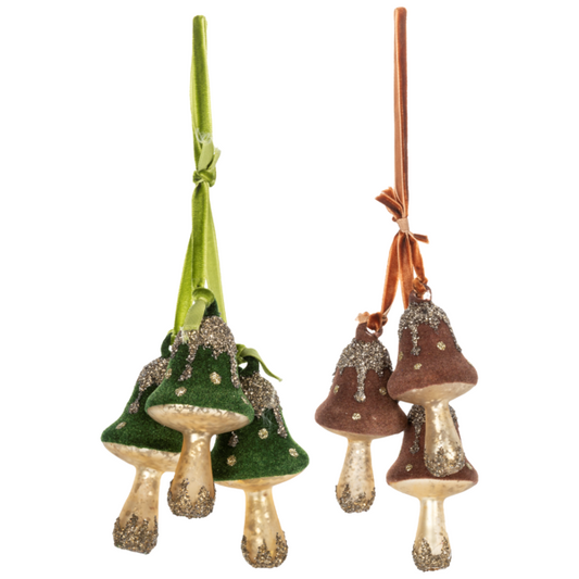 Glass Mushroom Cluster Ornament-Assorted, sold seperately