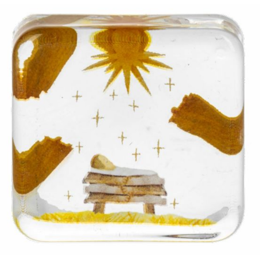 Nativity Glass Pocket Charm on Backer Card - Christmas Blessings To A Special Friend