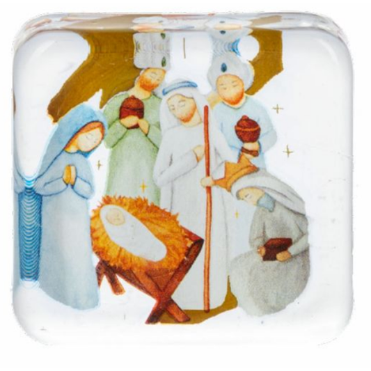 Nativity Glass Pocket Charm on Backer Card - Merry Christmas