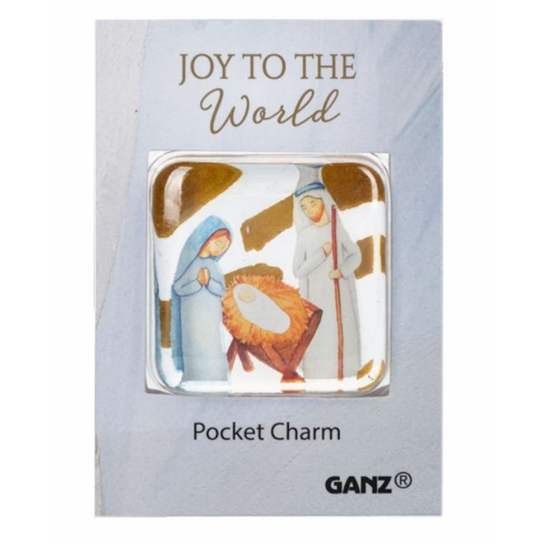 Nativity Glass Pocket Charm on Backer Card - Joy to the World