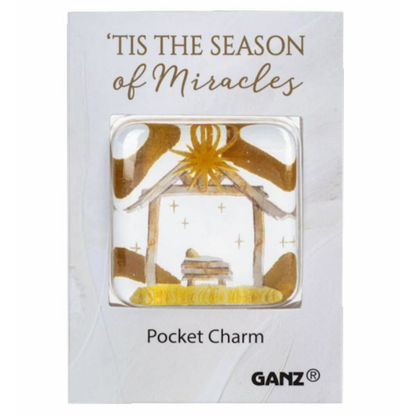 Nativity Glass Pocket Charm on Backer Card - 'Tis The Season of Miracles