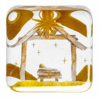 Nativity Glass Pocket Charm on Backer Card - 'Tis The Season of Miracles