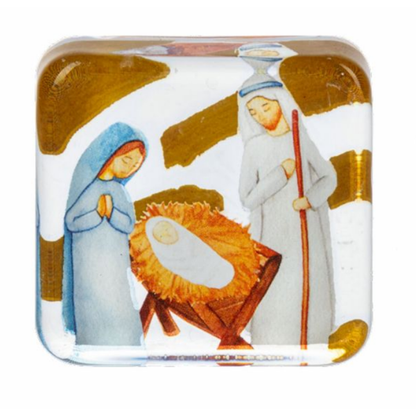 Nativity Glass Pocket Charm on Backer Card-Bless Our Family