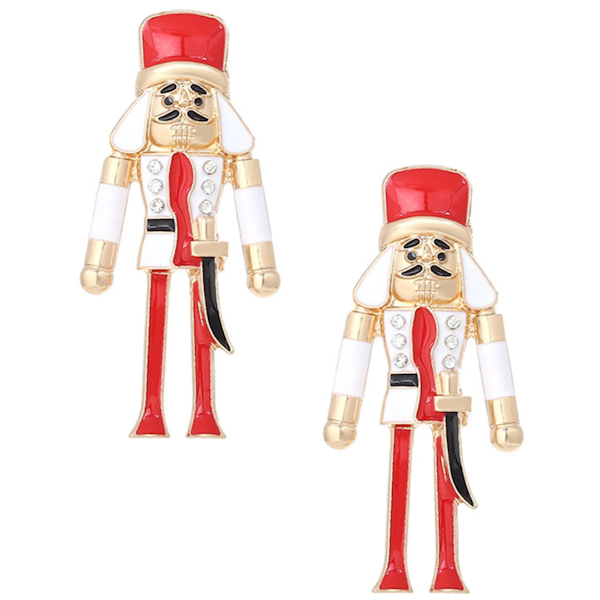 Nutcracker Earrings-Red and White