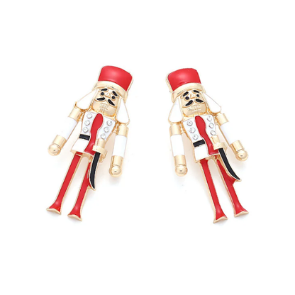 Nutcracker Earrings-Red and White