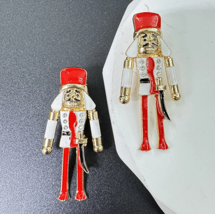 Nutcracker Earrings-Red and White