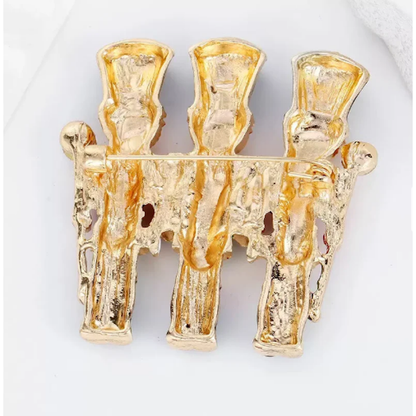 Three Soldiers-Nutcracker Rhinestone Brooch