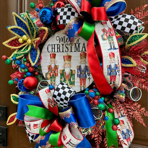 Nutcracker Cheer Wreath-Custom Design, Handmade
