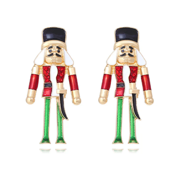 Nutcracker Earrings-Red and Green